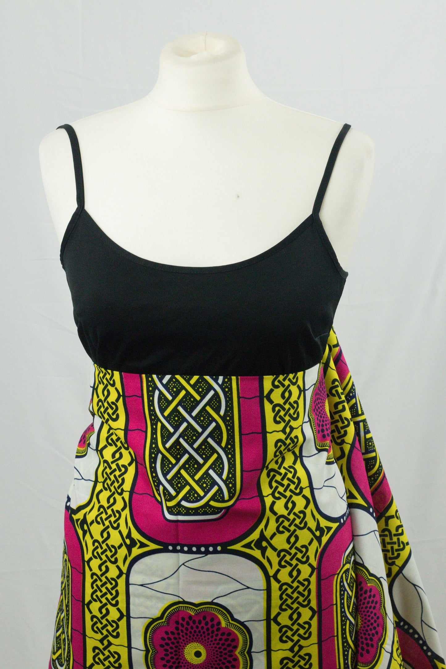 Pink & Yellow floral african ankara wax print fabric (100% cotton) sold by the yard