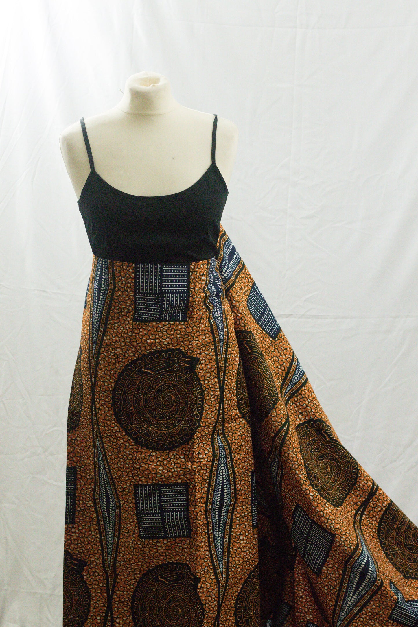 brown African ankara geometric wax  printed 100% cotton fabric sold by the yard