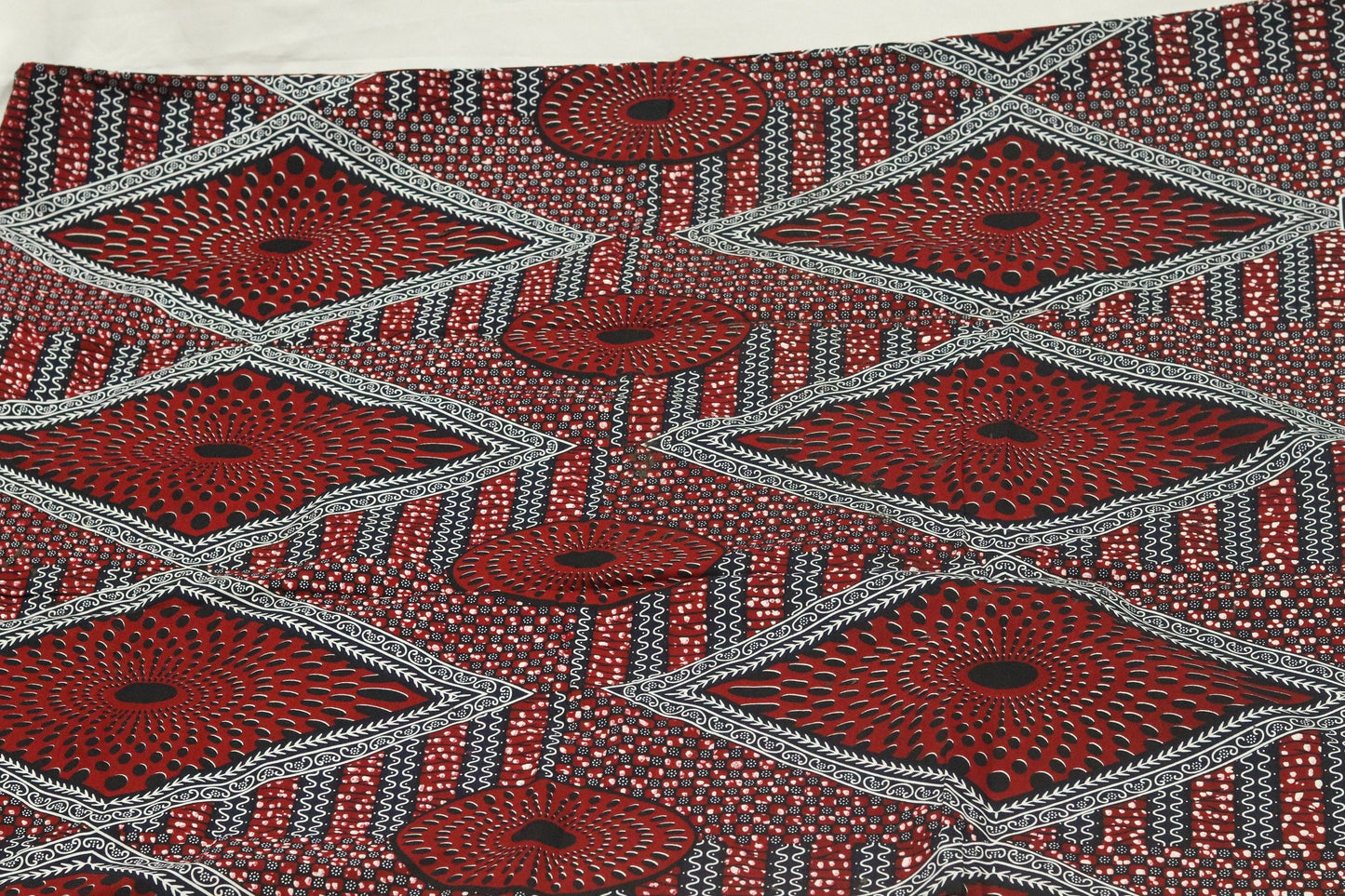 Red diamond record plates african ankara wax print fabric 100% cotton sold by the yard