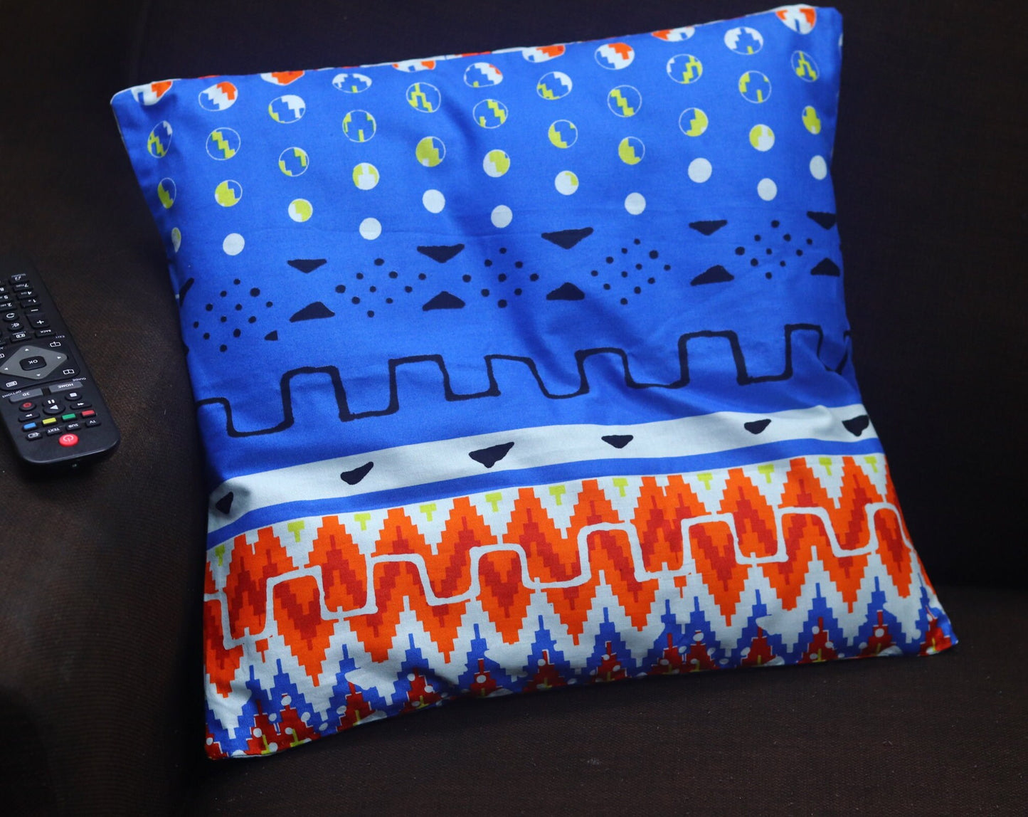 Set of 2 blue ethnic cushion covers| Bogolan decorative cushion set| Ankara cushion covers