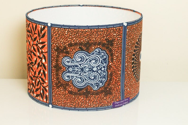 Brown patchwork African print inspired fabric drum 30cm lampshade