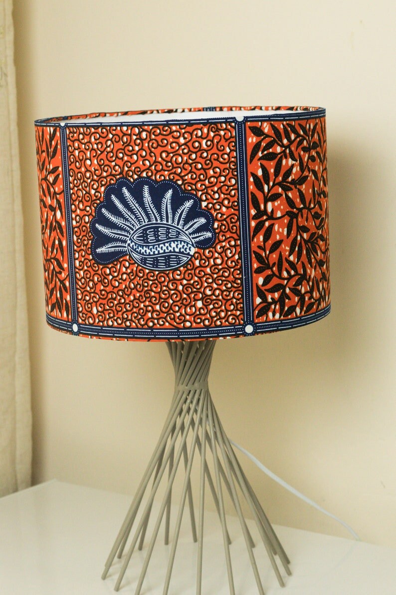 Brown patchwork African print inspired fabric drum 30cm lampshade