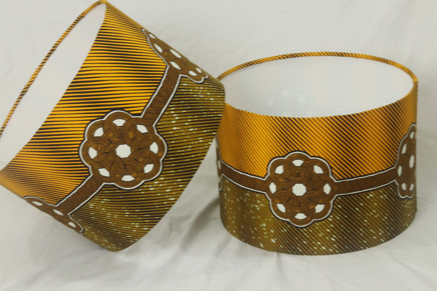 2 tone Golden knot African print inspired 30cm fabric drum lampshade