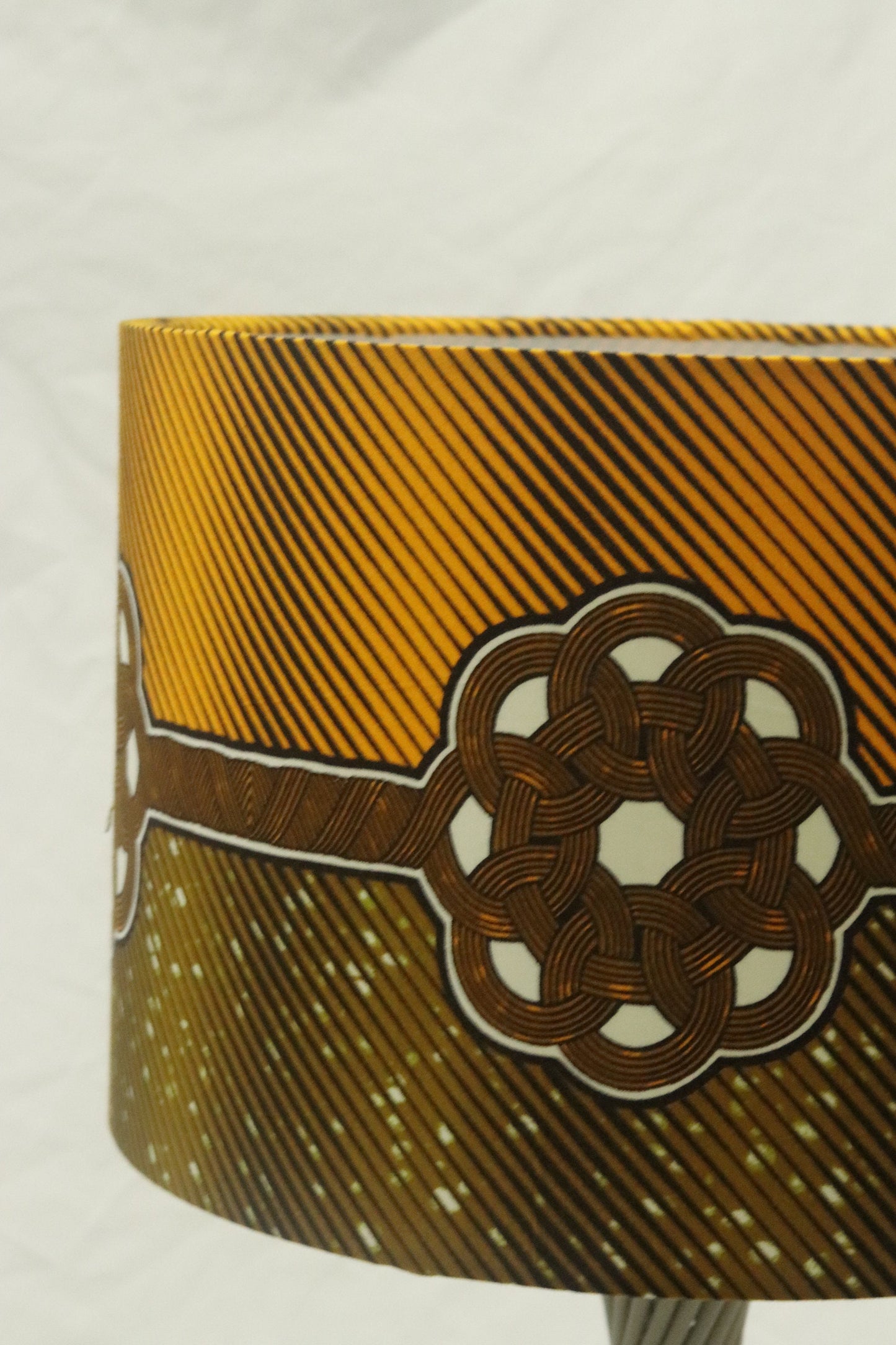 2 tone Golden knot African print inspired 30cm fabric drum lampshade