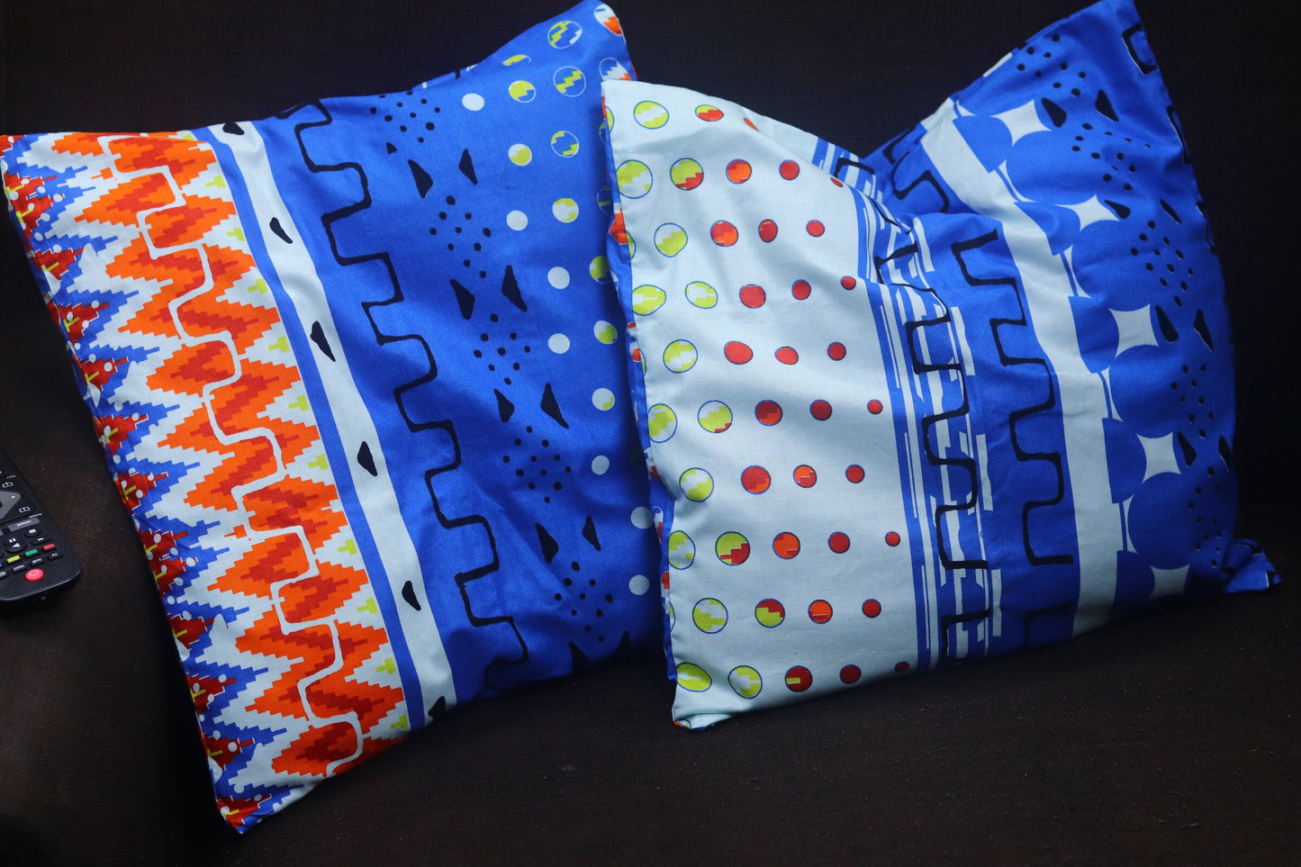 Set of 2 blue ethnic cushion covers| Bogolan decorative cushion set| Ankara cushion covers