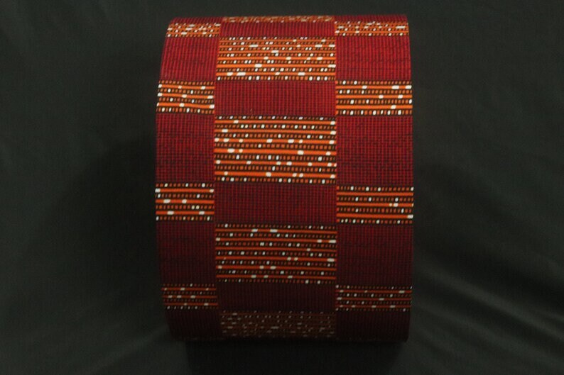 Red blocks patterns African print inspired fabric drum 30cm lampshade