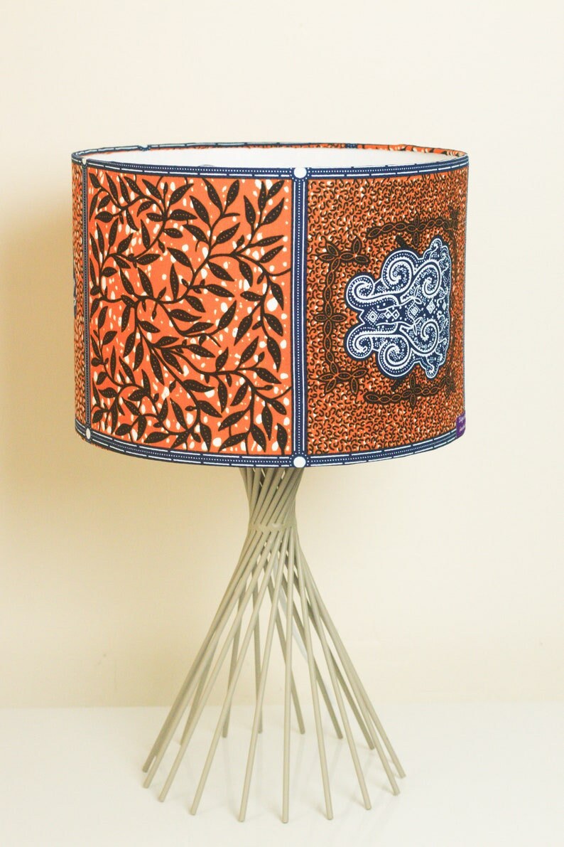 Brown patchwork African print inspired fabric drum 30cm lampshade