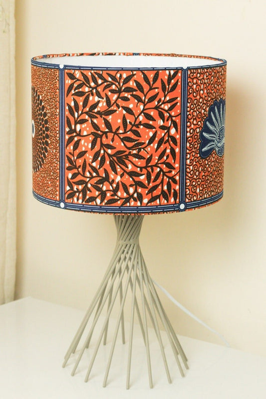 Brown patchwork African print inspired fabric drum 30cm lampshade