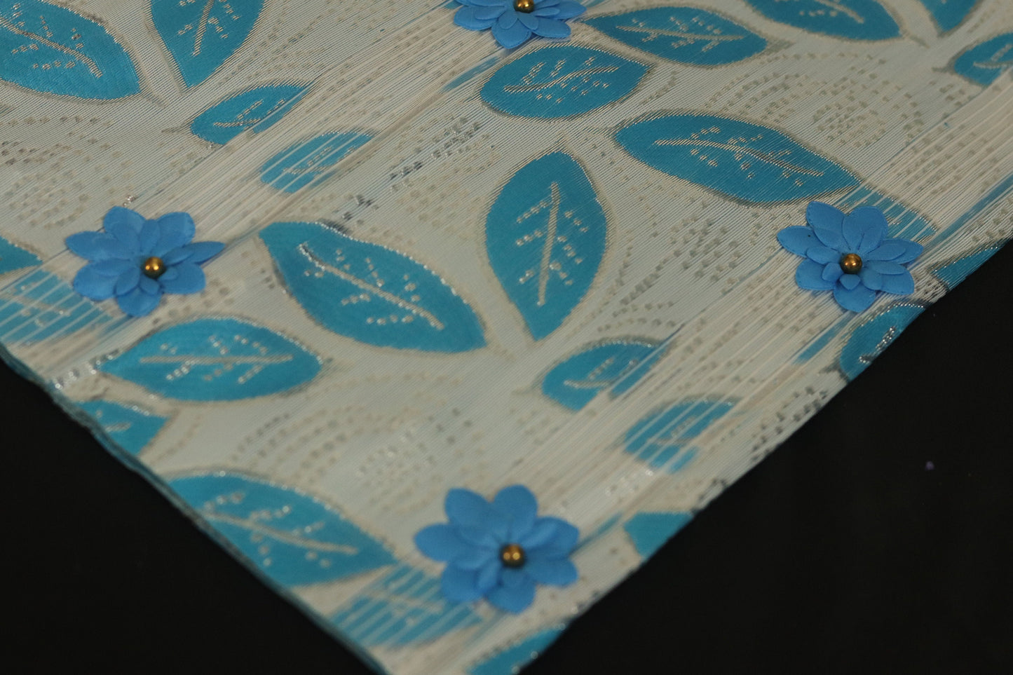 Floral African Headtie, Nigerian Headtie, Blue Gele, Blue Sego Gele, Price per single piece