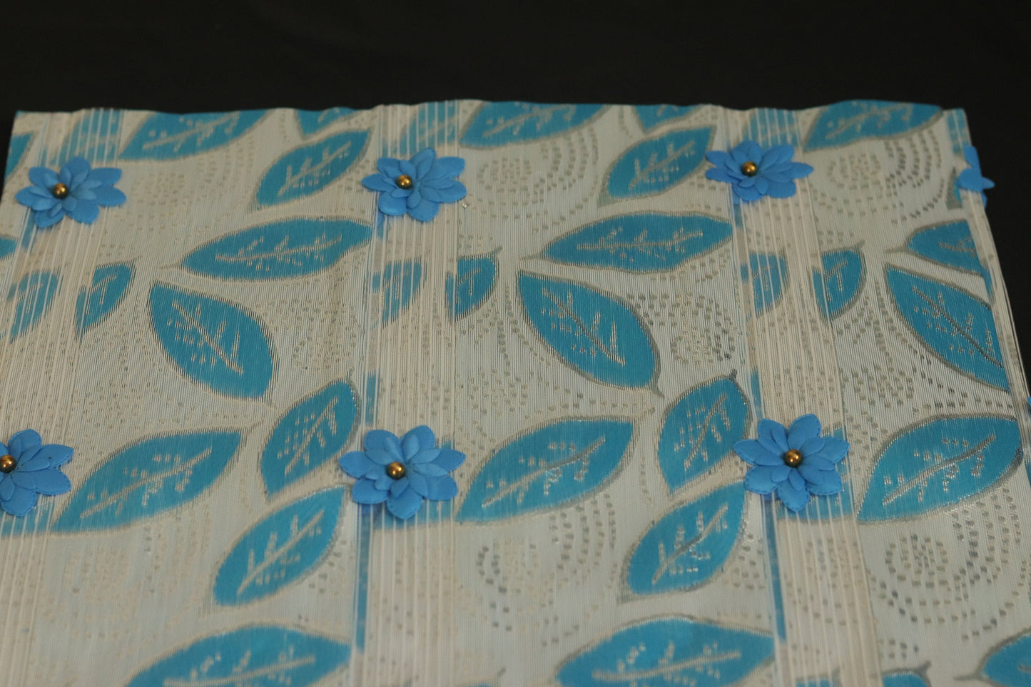 Floral African Headtie, Nigerian Headtie, Blue Gele, Blue Sego Gele, Price per single piece