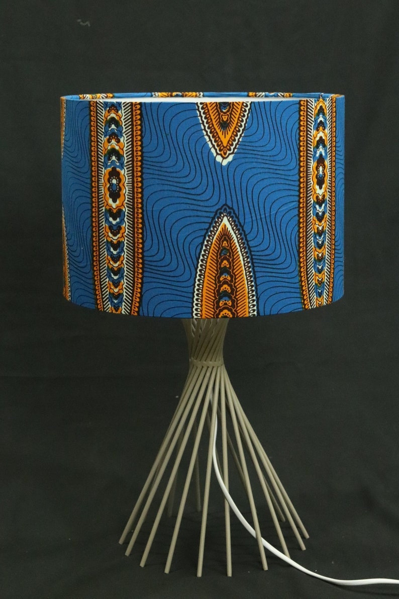 Blue patterns African print inspired fabric drum 30cm lampshade