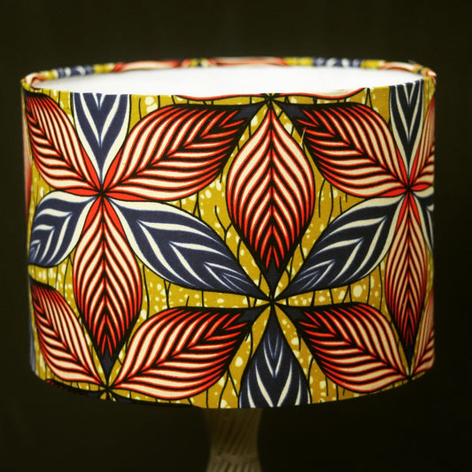 Abiodun floral patterns African print inspired fabric drum 30cm lampshade