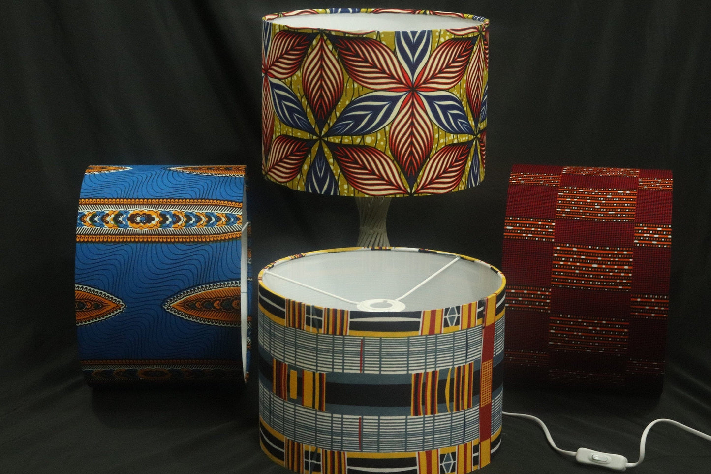 Abiodun floral patterns African print inspired fabric drum 30cm lampshade