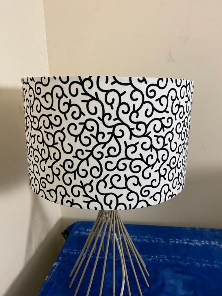 Black and White fabric handmade batik African print inspired fabric drum 30cm lampshade