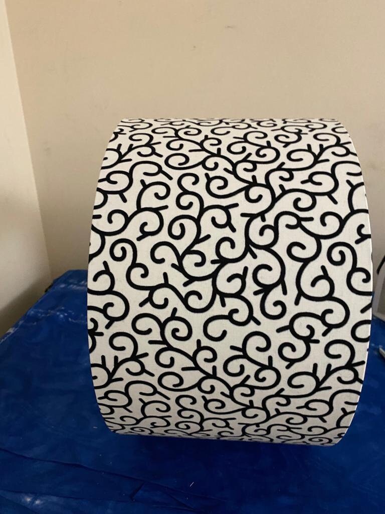 Black and White fabric handmade batik African print inspired fabric drum 30cm lampshade