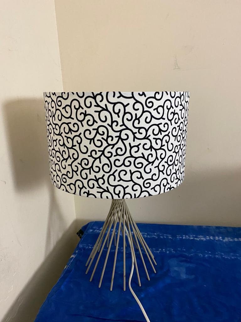 Black and White fabric handmade batik African print inspired fabric drum 30cm lampshade