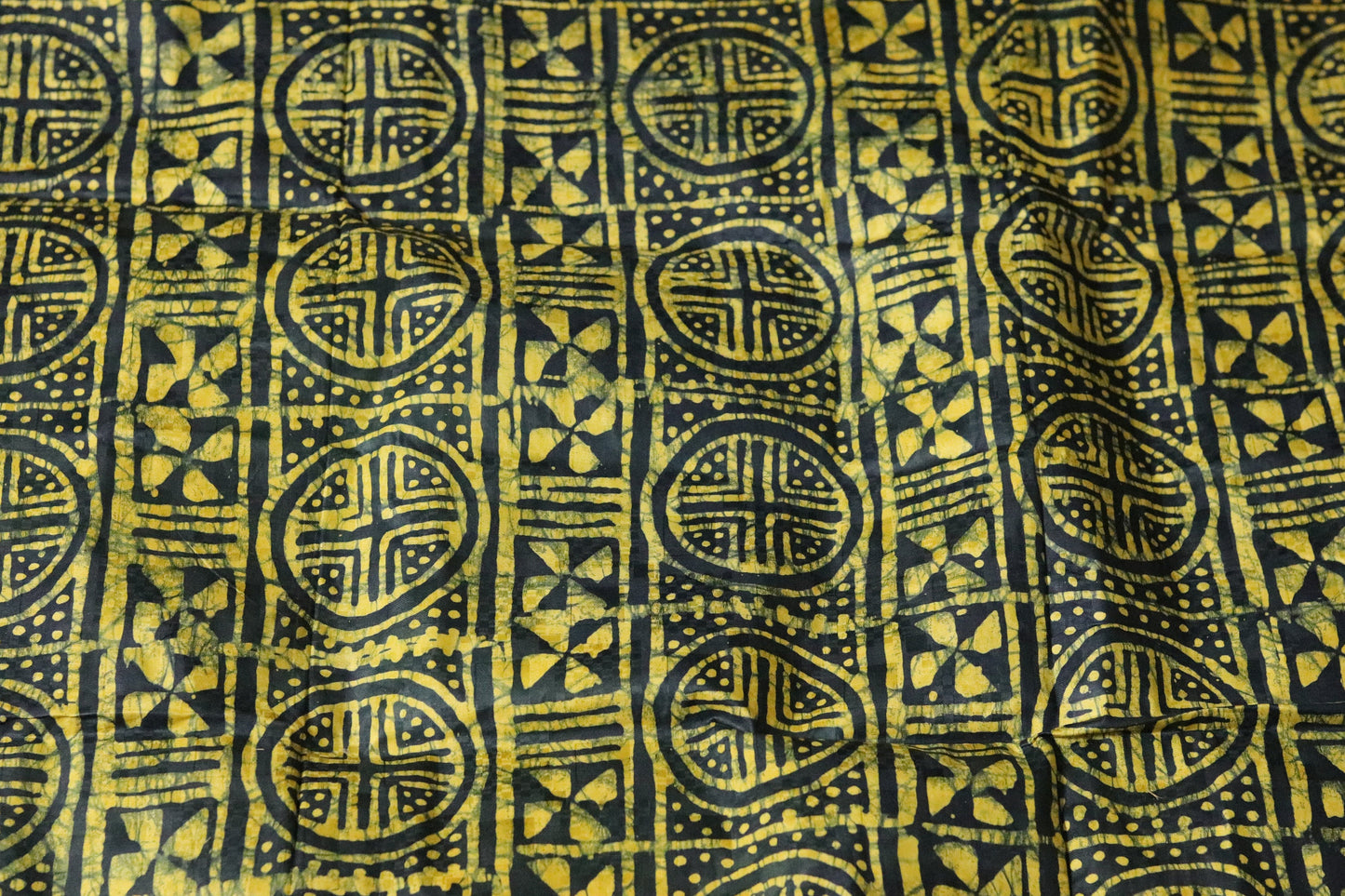 Yellow block printed multiprint hand printed fabric sold by the Yard, Yellow cotton adire