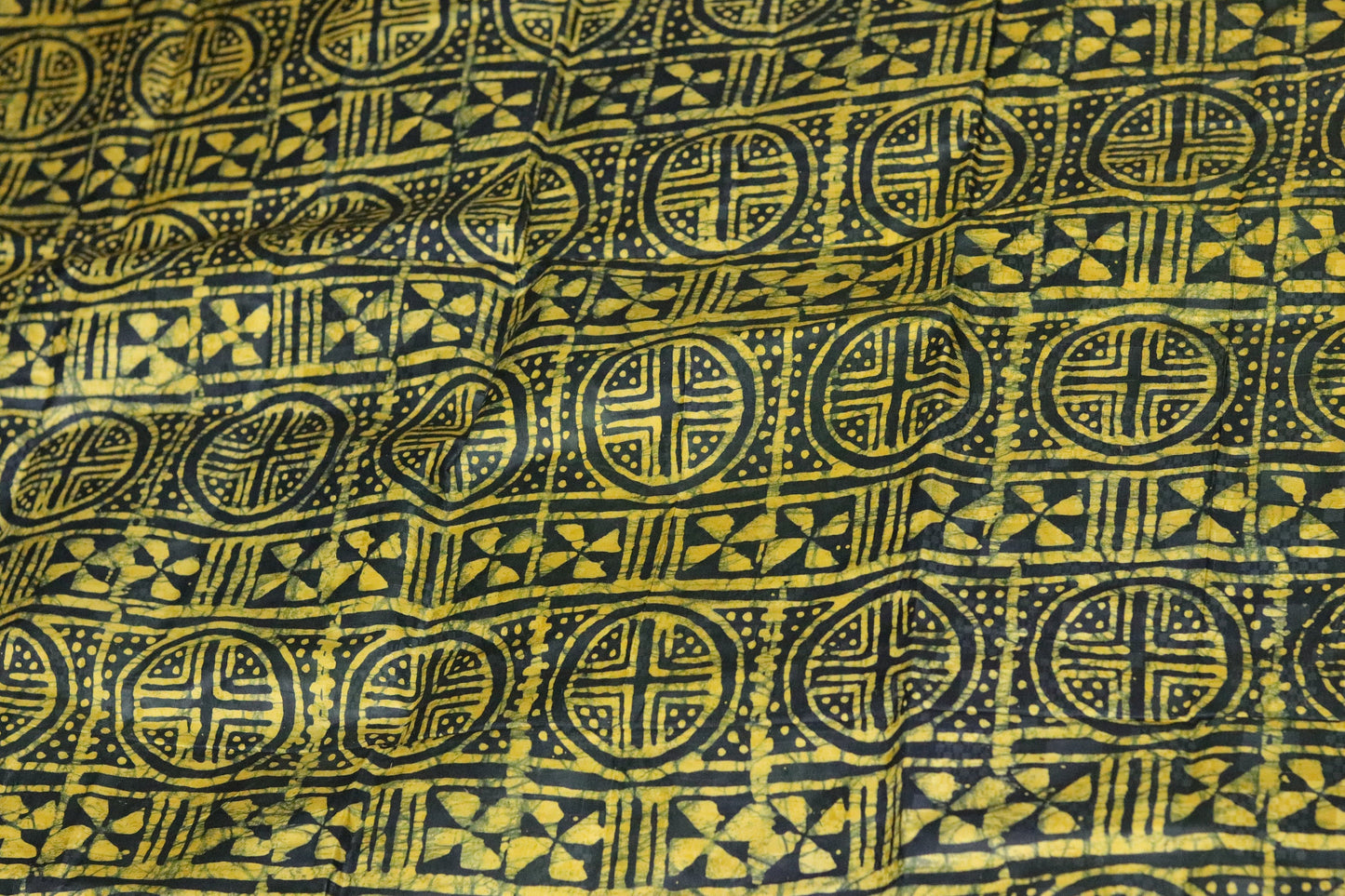 Yellow block printed multiprint hand printed fabric sold by the Yard, Yellow cotton adire