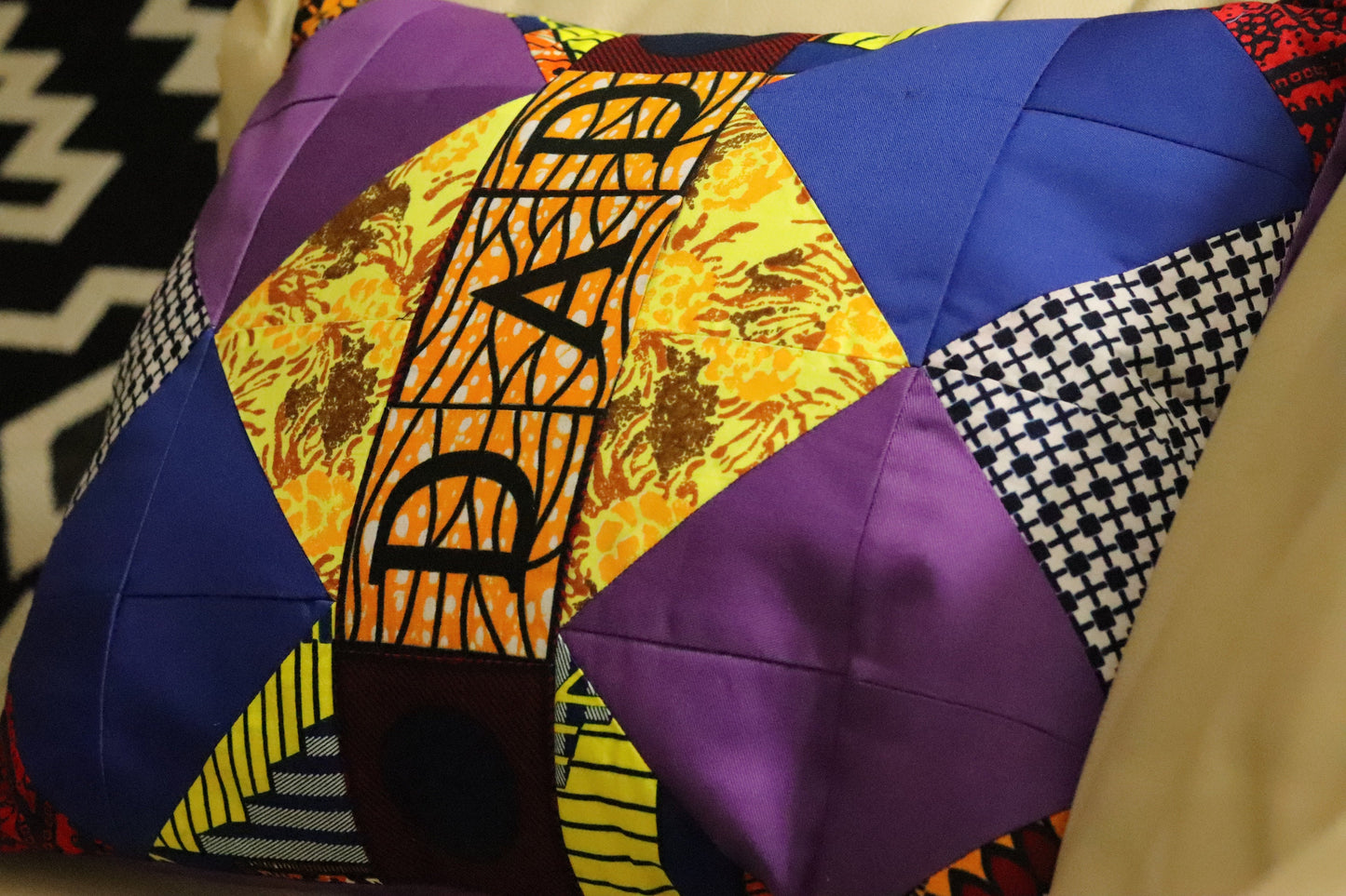 Ankara colour block cushion covers, decorative throw pillows, Ankara cushion covers, cotton  piecework fabric