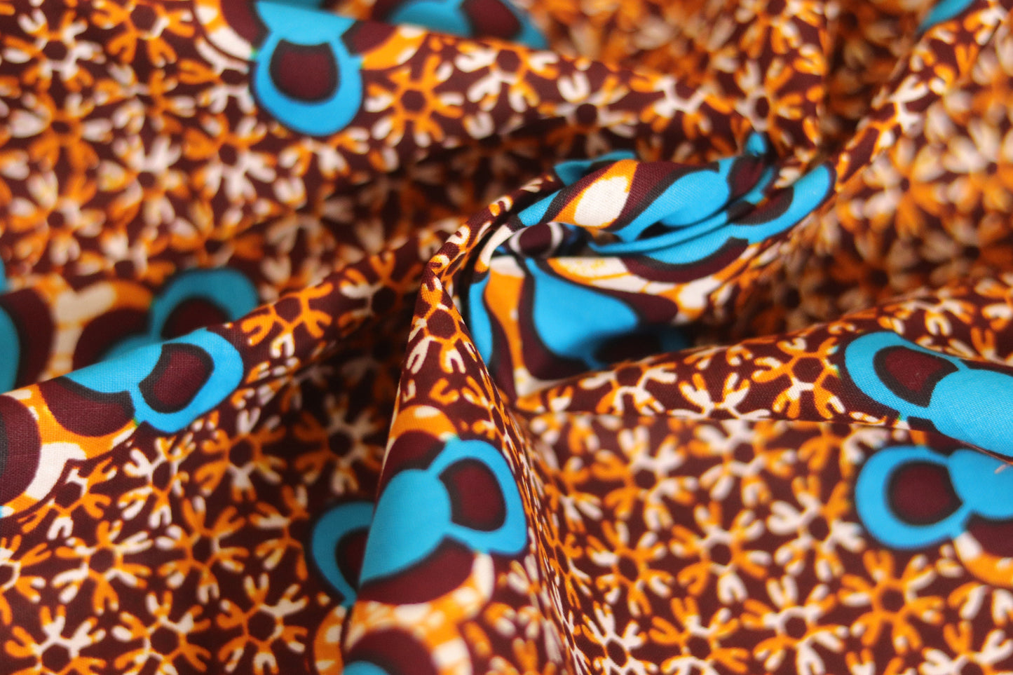 Multi coloured african ankara wax printed fabric in 100% cotton sold by the yard