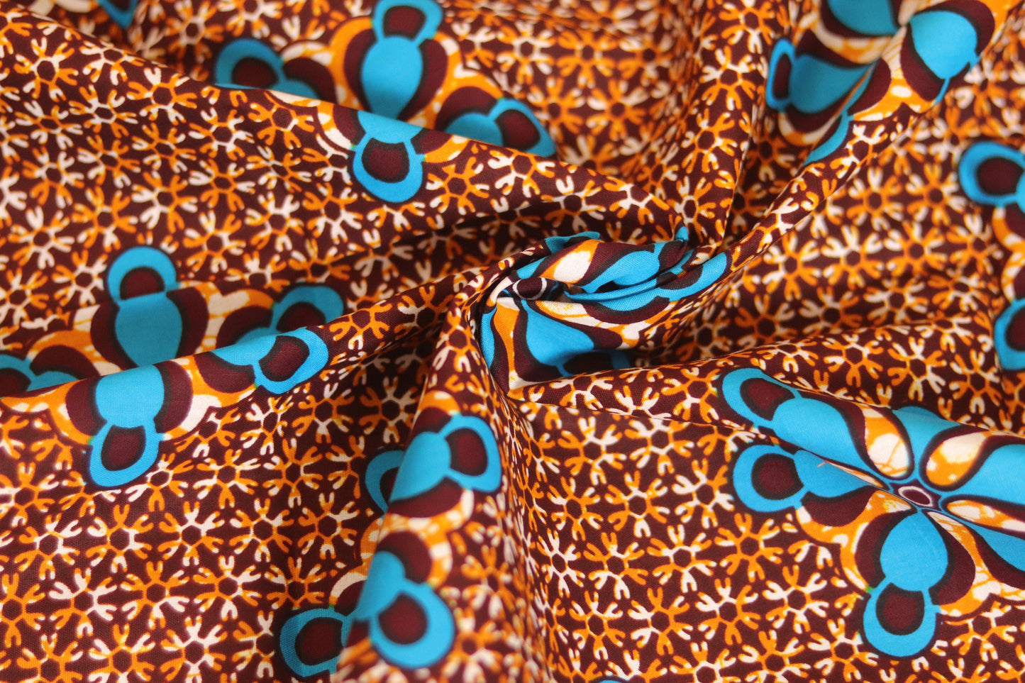 Multi coloured african ankara wax printed fabric in 100% cotton sold by the yard