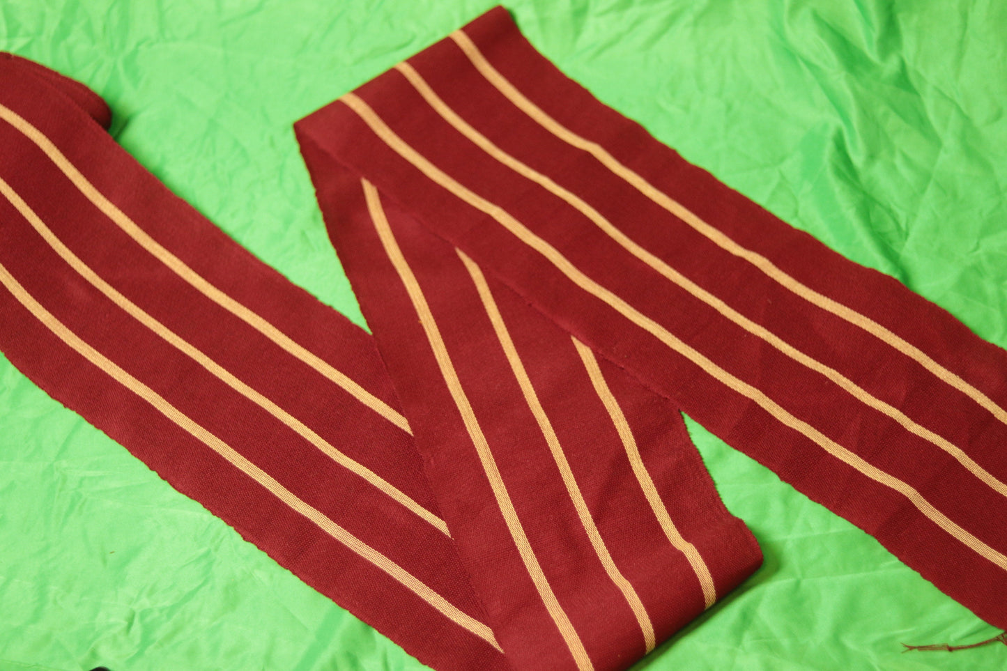 Nigerian hand woven Aso Oke fabric sold by the meter, wine stripe cotton woven fabric