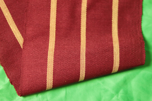 Nigerian hand woven Aso Oke fabric sold by the meter, wine stripe cotton woven fabric