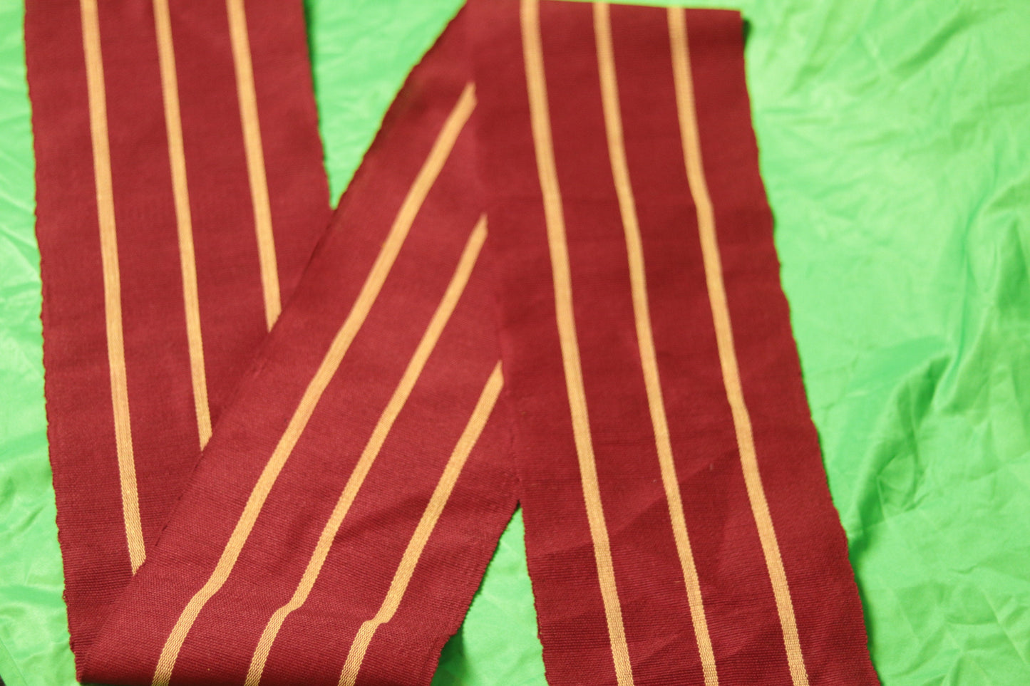 Nigerian hand woven Aso Oke fabric sold by the meter, wine stripe cotton woven fabric