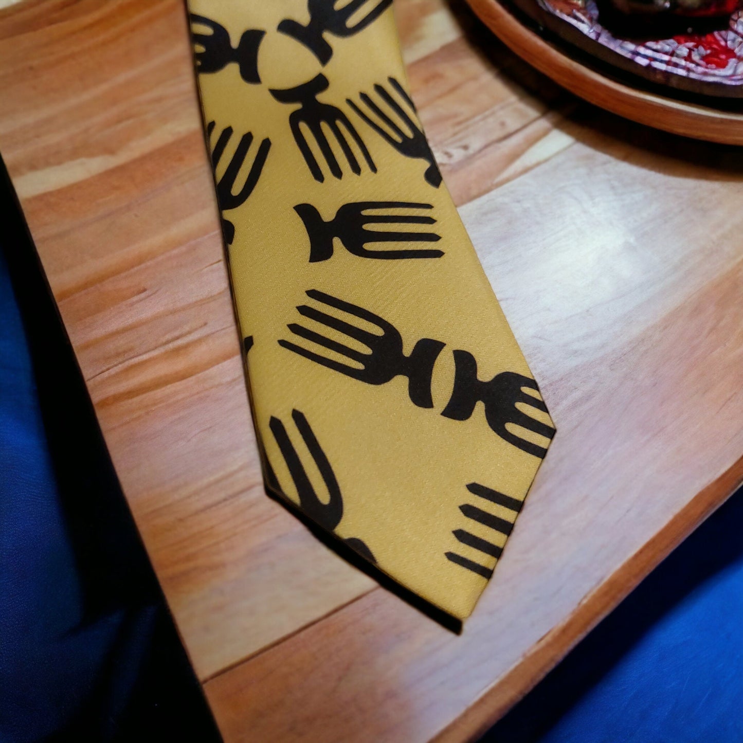 Black and White mens slim Neckties, Yellow and black tie, Afri comb, Fork print tie