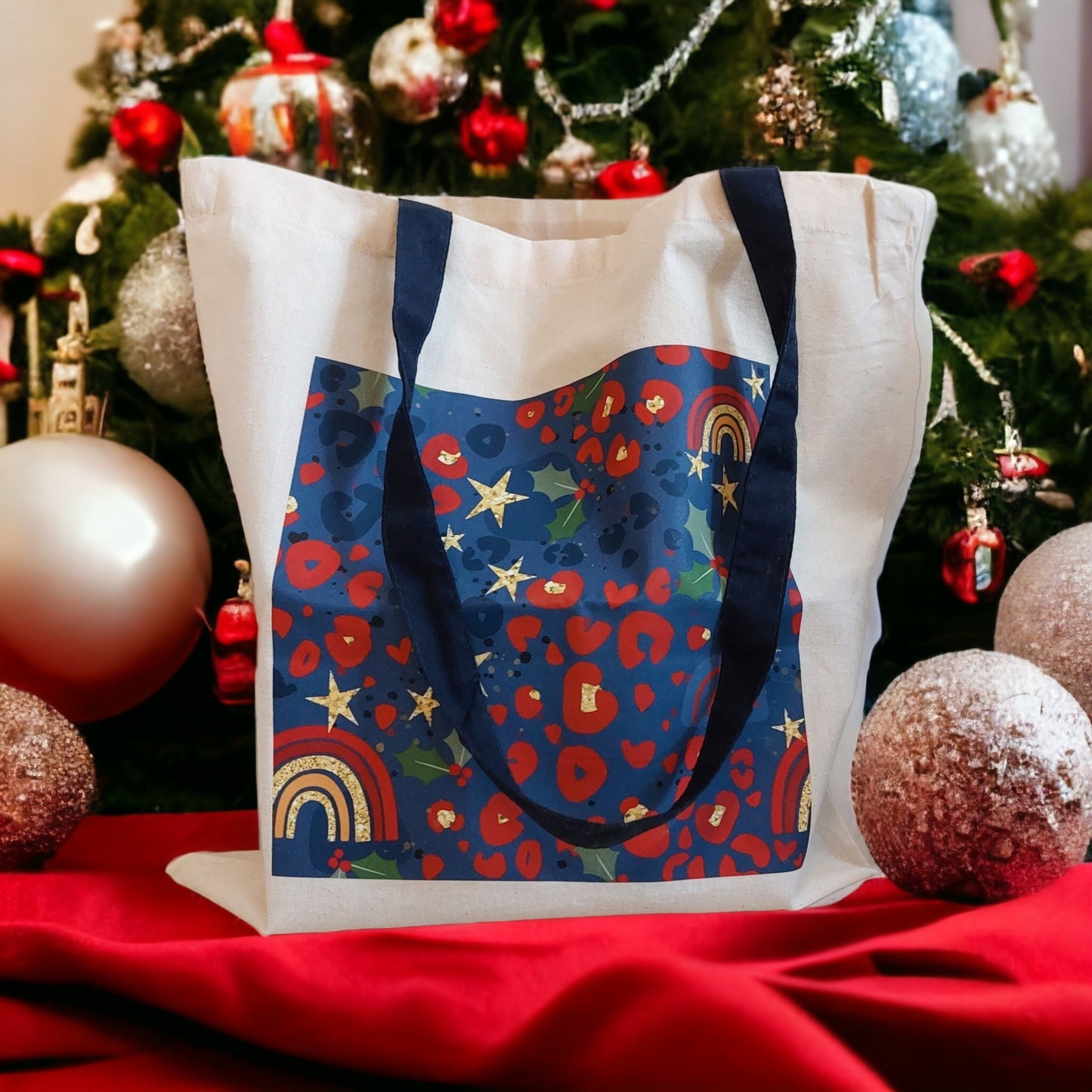 Christmas Tote bag, Cotton gift bag, secret santa presents