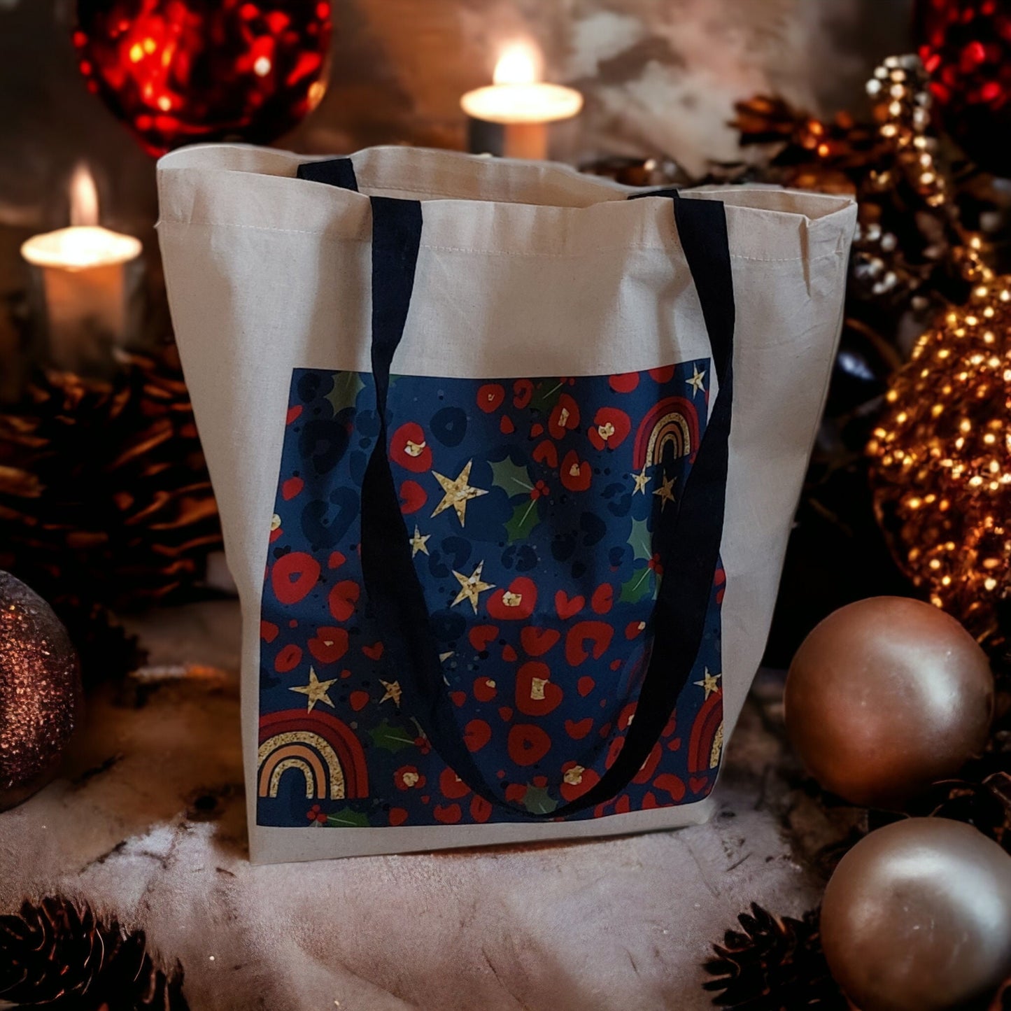 Christmas Tote bag, Cotton gift bag, secret santa presents