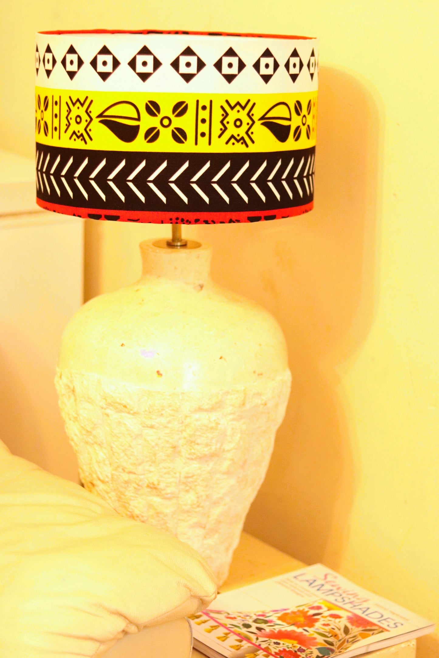 Temi tribal patterns African print inspired fabric drum lampshade