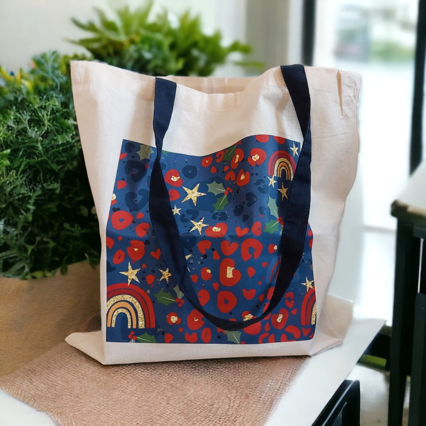 Christmas Tote bag, Cotton gift bag, secret santa presents